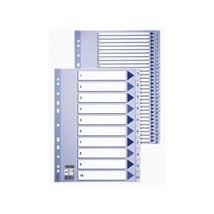 Register plast hvit A4 1-10 Tallregister med trykk på faner 